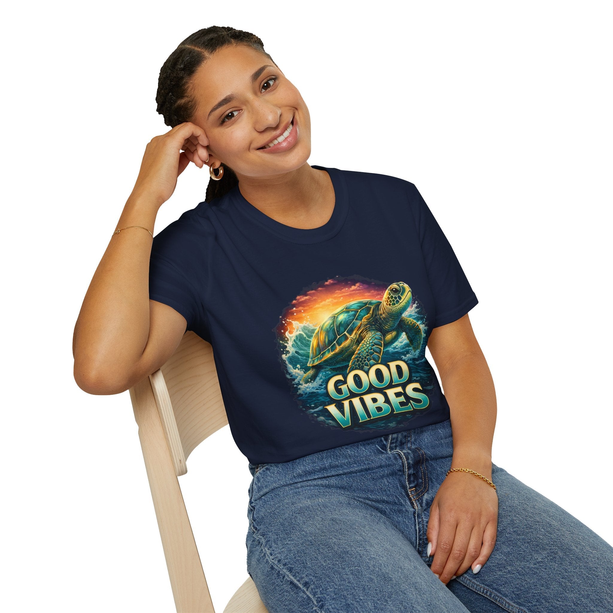 Sea Turtle 'Good Vibes' T-Shirt — Coastal Summer Surf Tee
