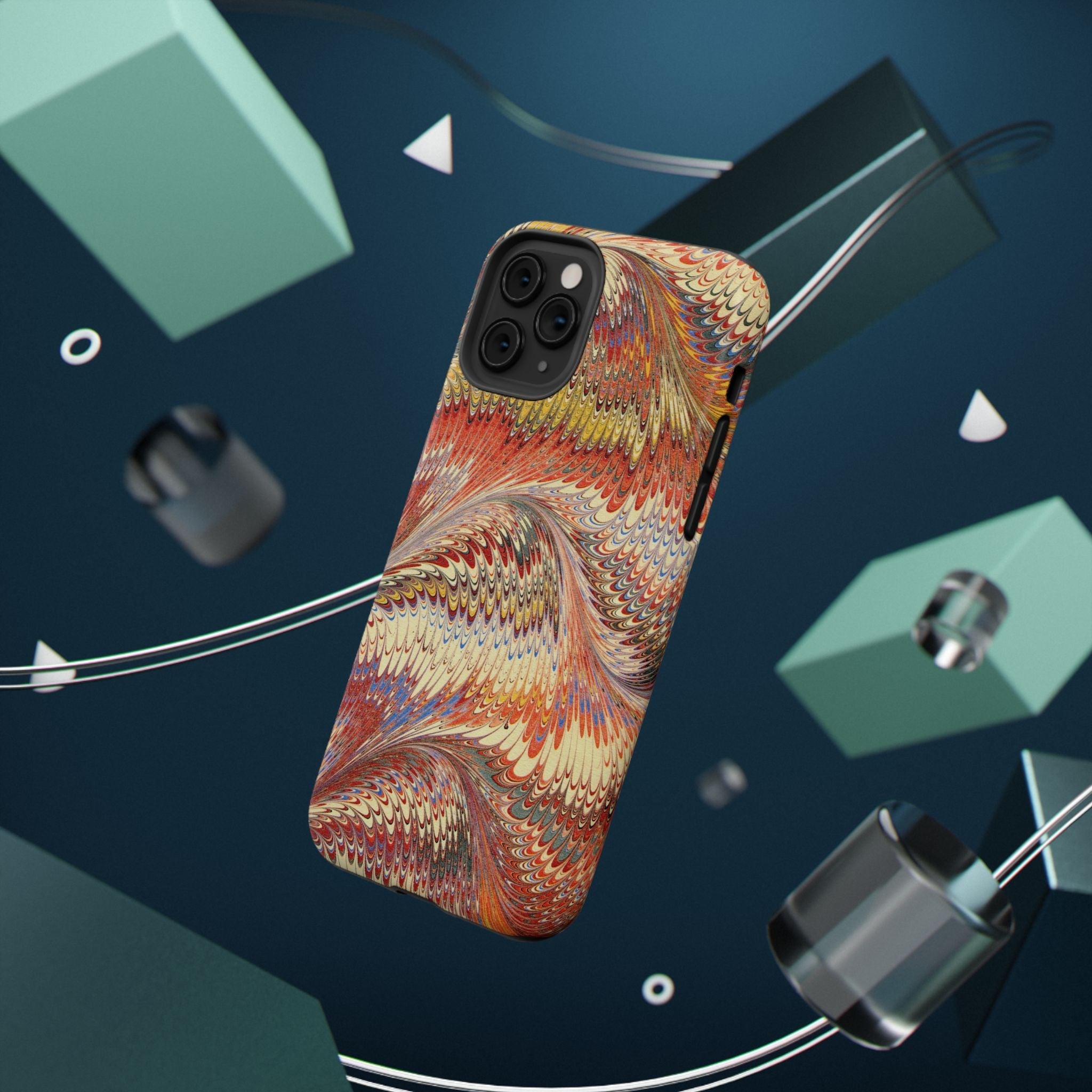Rust and Gold Italian Vintage Marble Design Durable Phone Case for Apple + Samsung