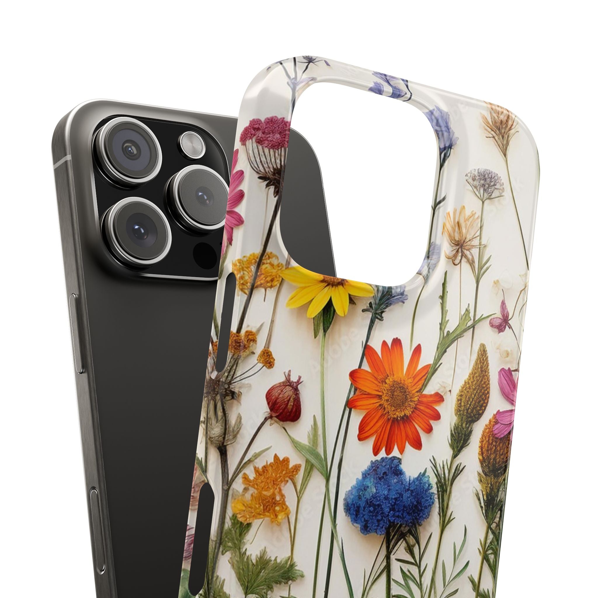 Floral Phone Cases, Slim Protective Cover, Pressed Flowers Design, iPhone 17 Case, Botanical Phone Accessories, Floral Theme Phone Case