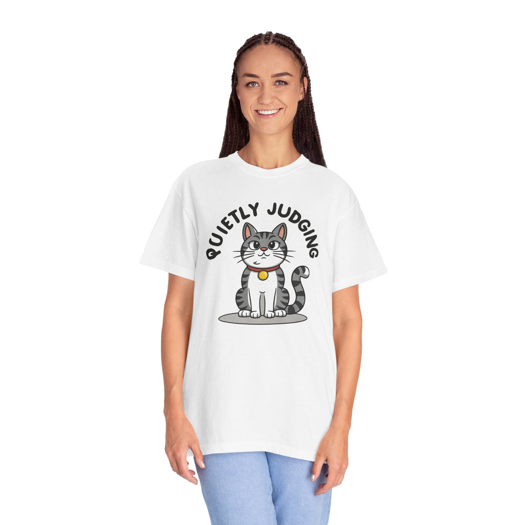 Cat Quietly Judging Tee - Comfort Colors Cotton Shirt - DipaliZ