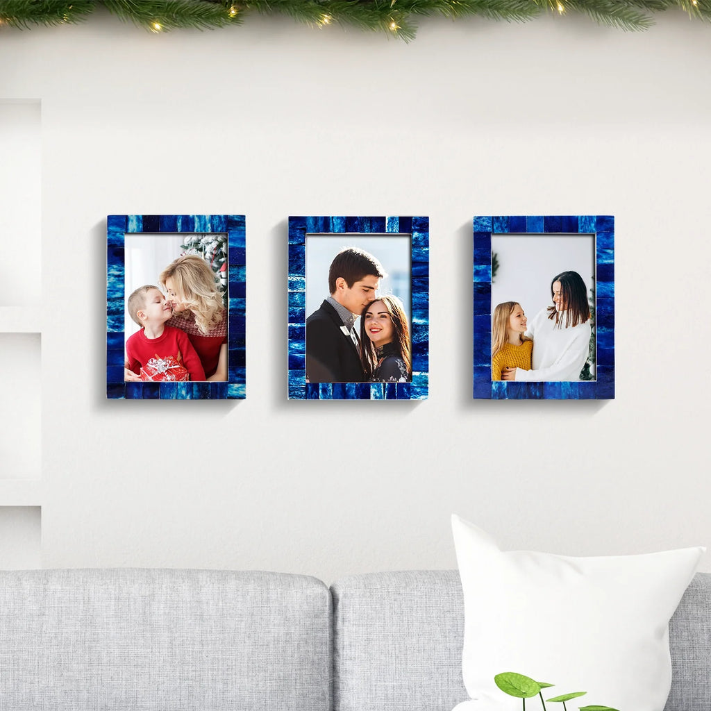 Picture Frame Combo Pack of 3 – Classic Collection, Blue, 5" x 7"