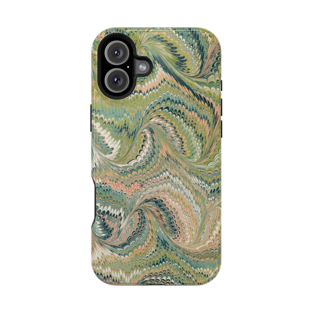 Green Pastel Italian Marble Design Magnetic MAG SAFE High Impact iPhone Cases