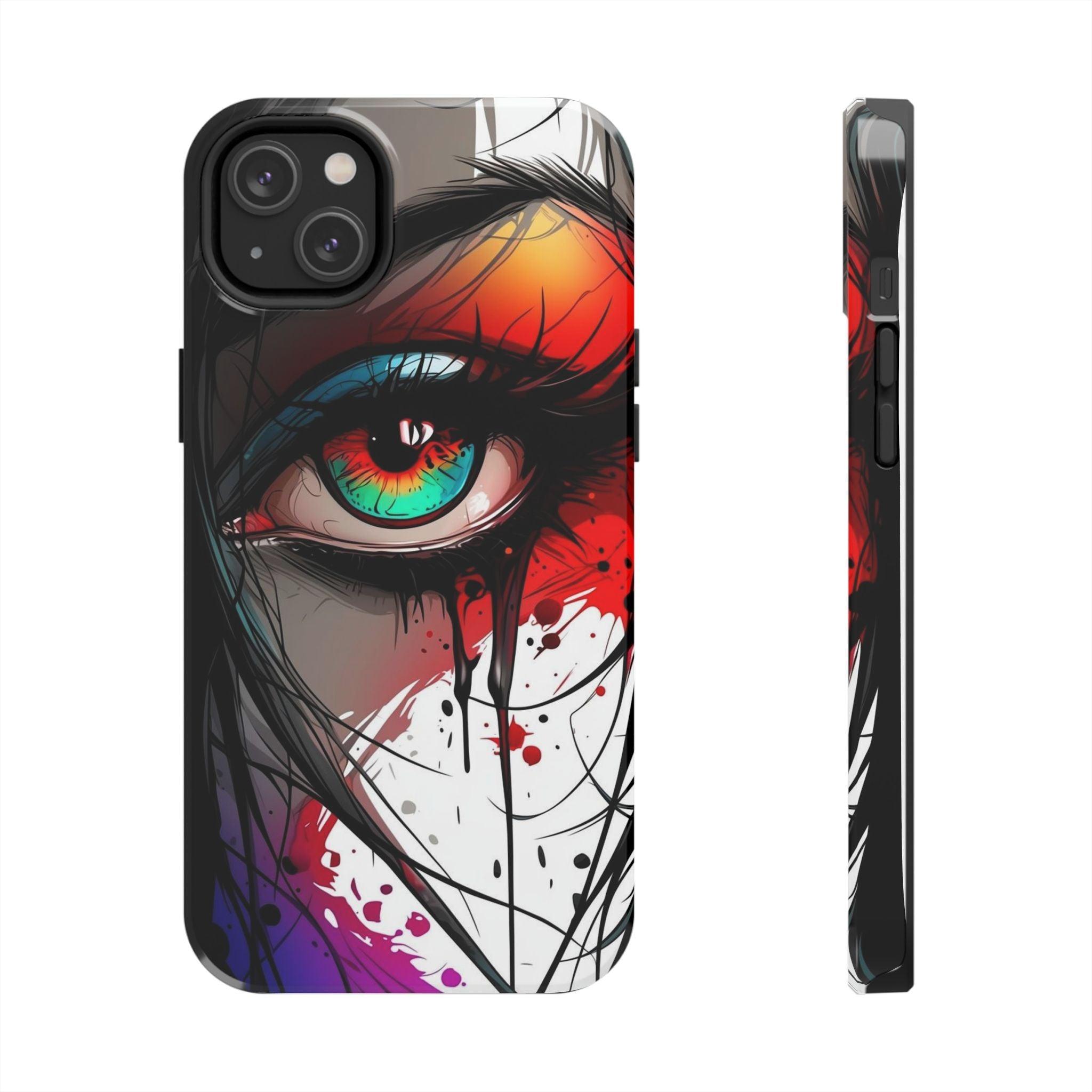Girl Colorful Eye Painted Printed Tough Phone Case for iPhone & Samsung Galaxy - Artistic & Vibrant Design