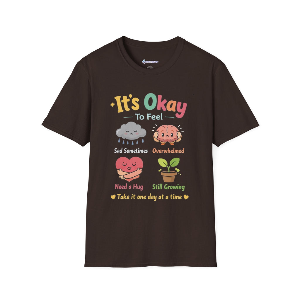 It's Okay to Feel Mental Health Awareness T-Shirt - Cute Supportive Self-Care Tee