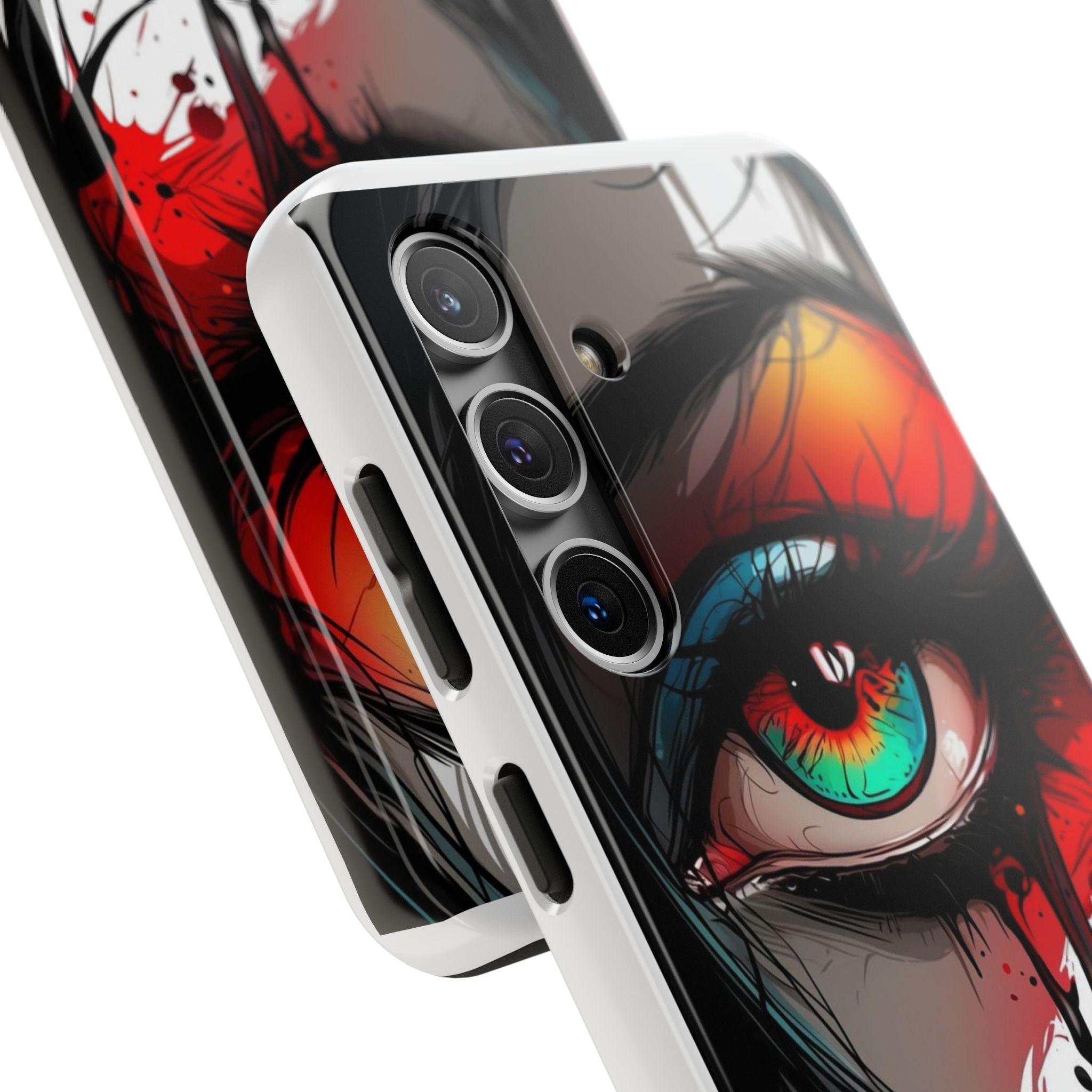Girl Colorful Eye Painted Printed Tough Phone Case for iPhone & Samsung Galaxy - Artistic & Vibrant Design