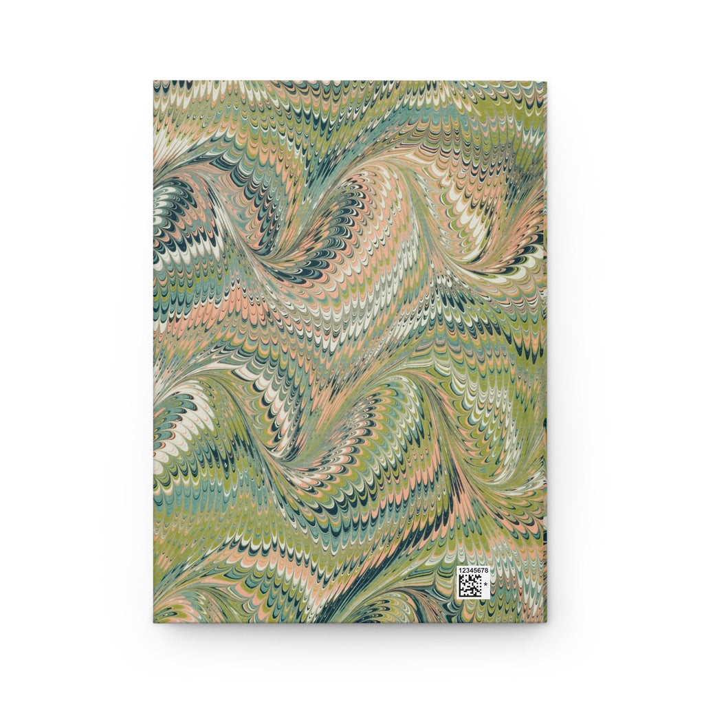 Green Italian Feather Swirled Marble Design on Hardcover Journal Matte