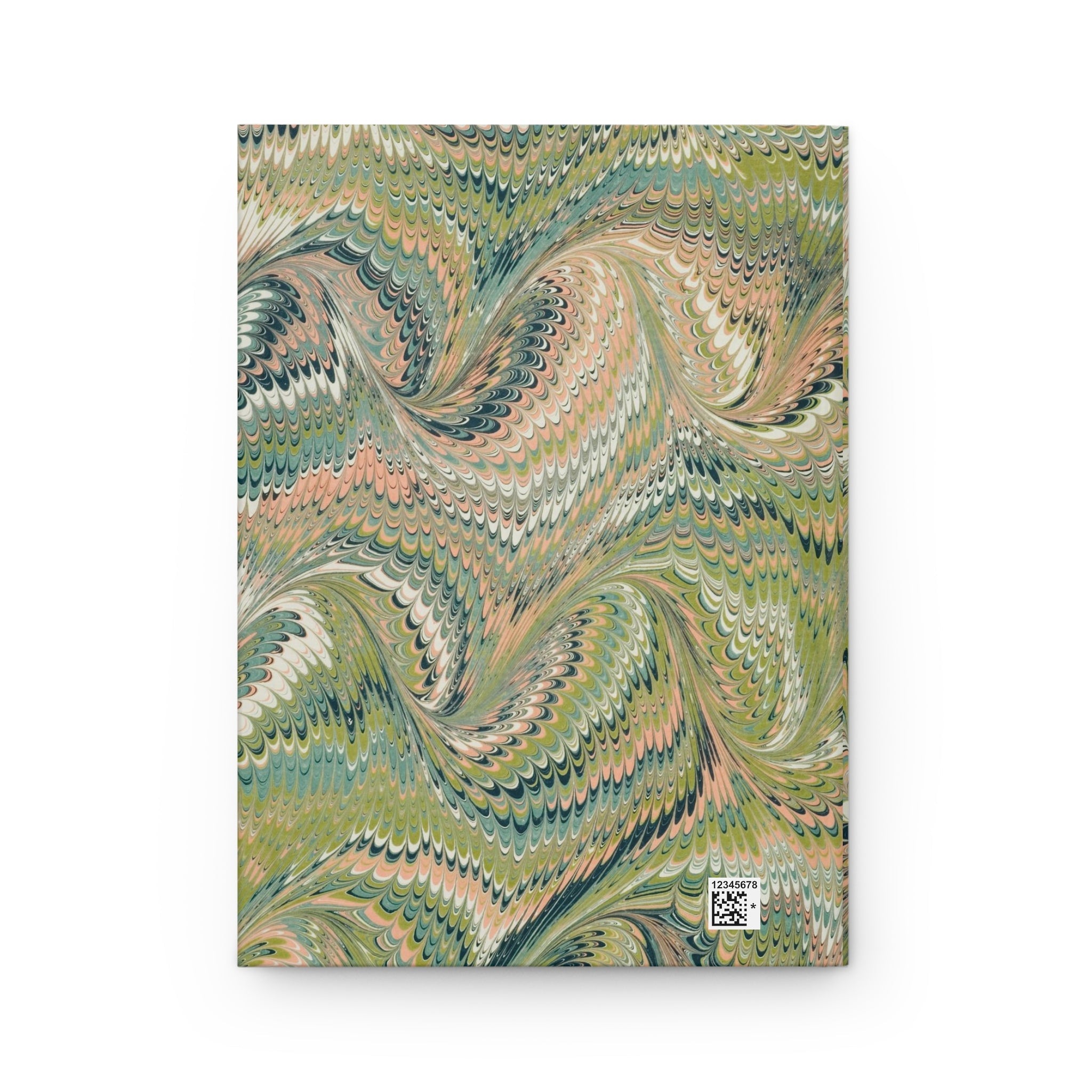 Green Italian Feather Swirled Marble Design on Hardcover Journal Matte