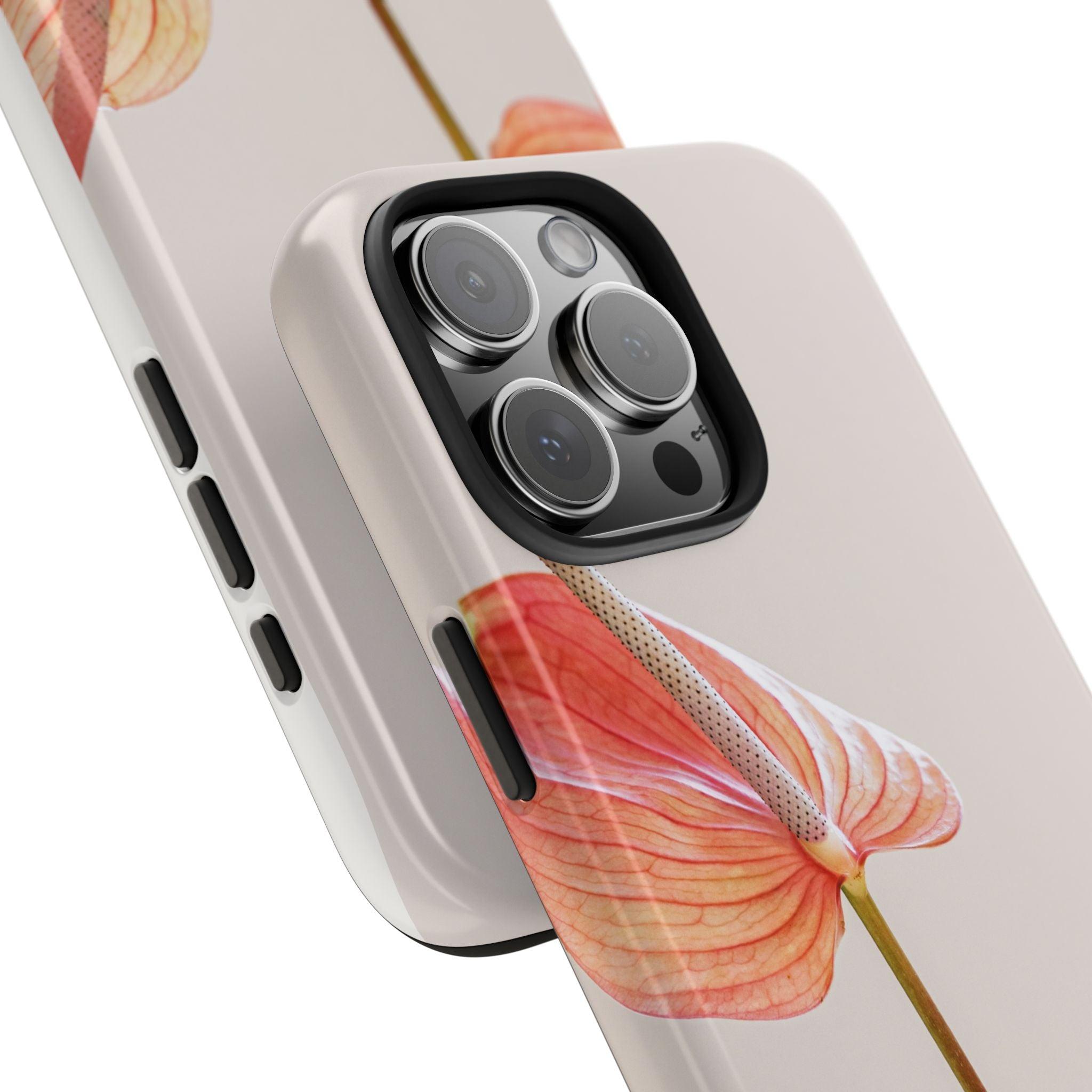 Orange Flower with Leaves Tough Phone Cases