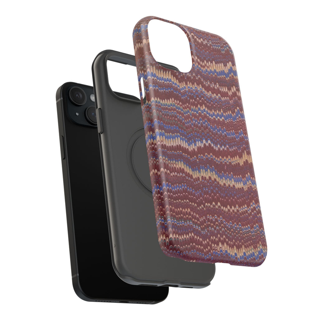 Burgundy and Blue Hues Italian Vintage Marble Design Phone Case for Apple + Samsung