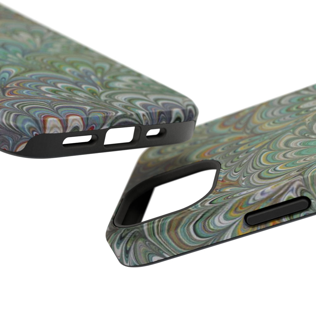 iPhone17 + All Models Phone Cases, Italian Peacock Feather Design, Stylish Impact-Resistant Shell, Protective Cover, Green Peacock Print