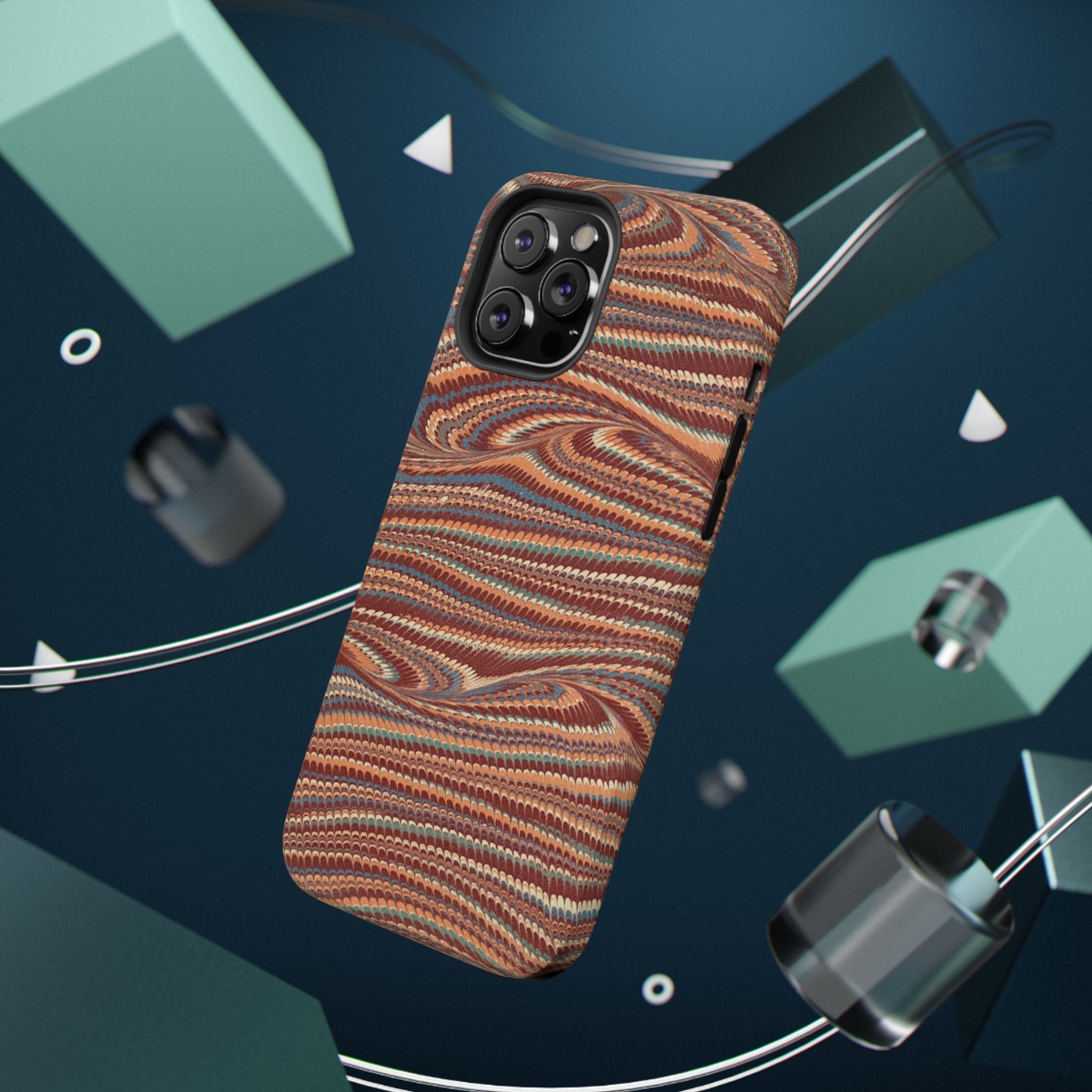 Neutrals Burgundy, Beige, Rust Hues Italian Vintage Marble Design Phone Case for Apple + Samsung