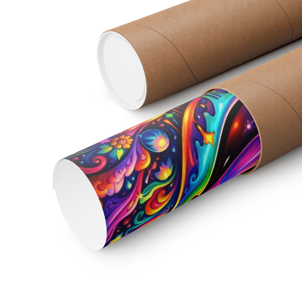 Psychedelic Drippy Smiley Matte Poster — Vibrant Rainbow Wall Art