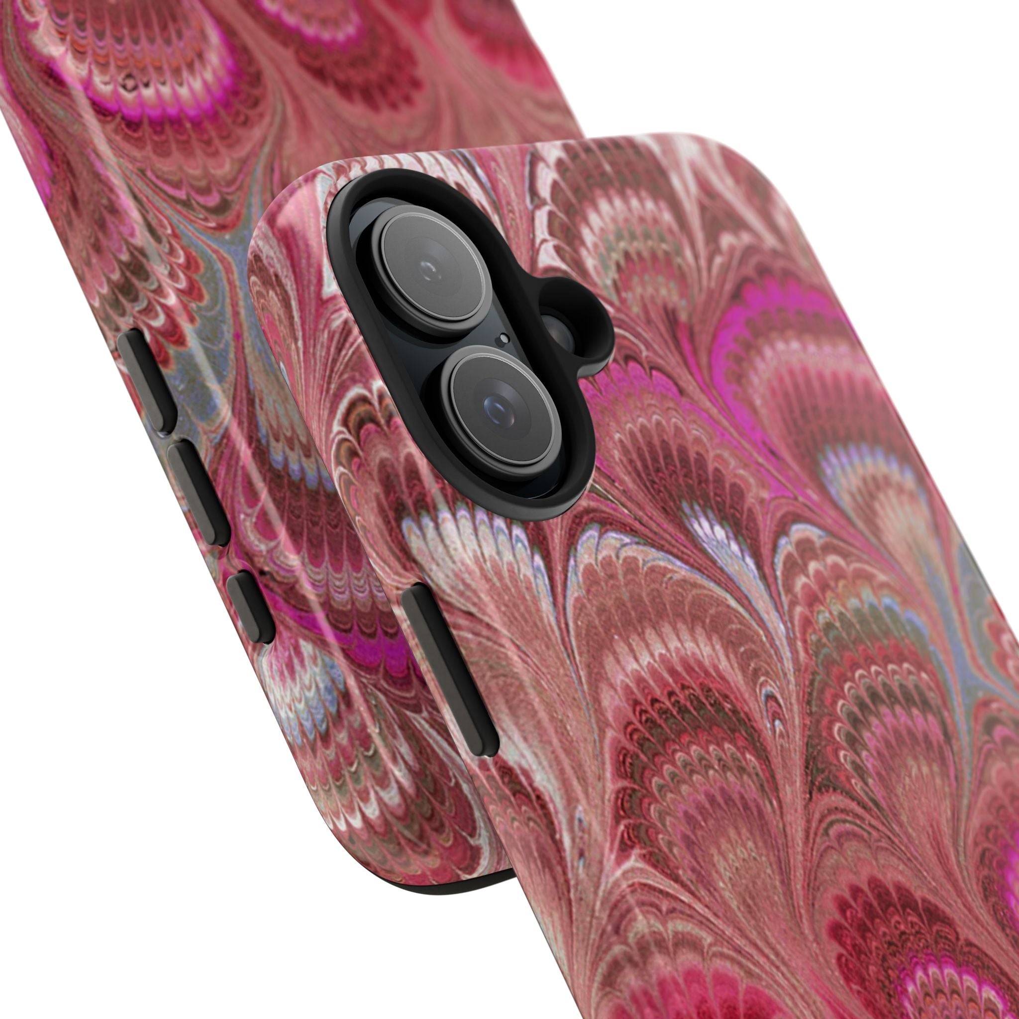 Pink Peacock Marble Italian Tough Phone Case — Durable Marbled Phone Case