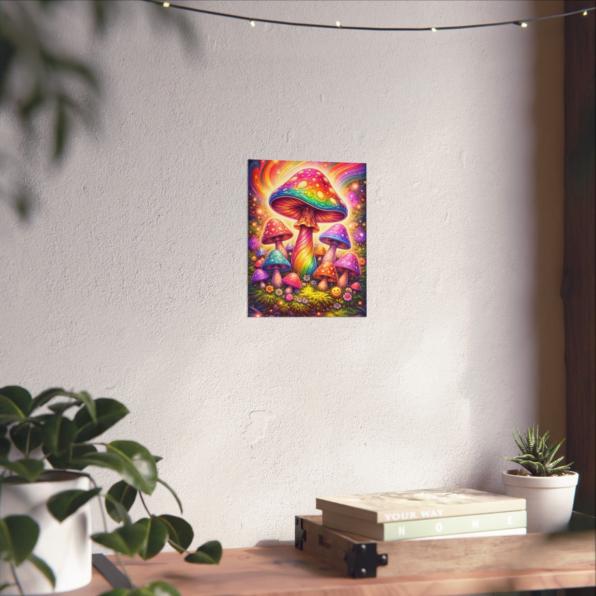 Psychedelic Rainbow Mushroom Poster