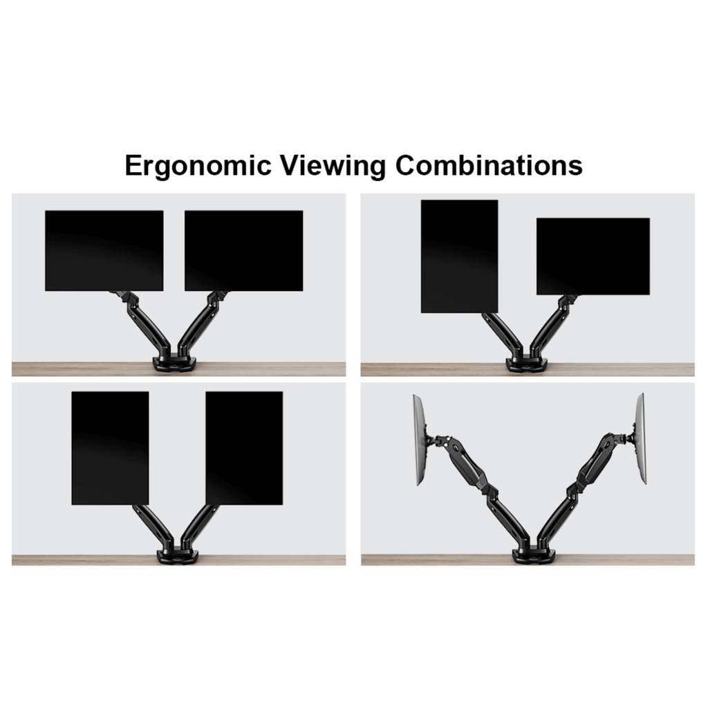 ErgoAV Gas Spring Desk Mount for Dual Monitors 13" to 27"