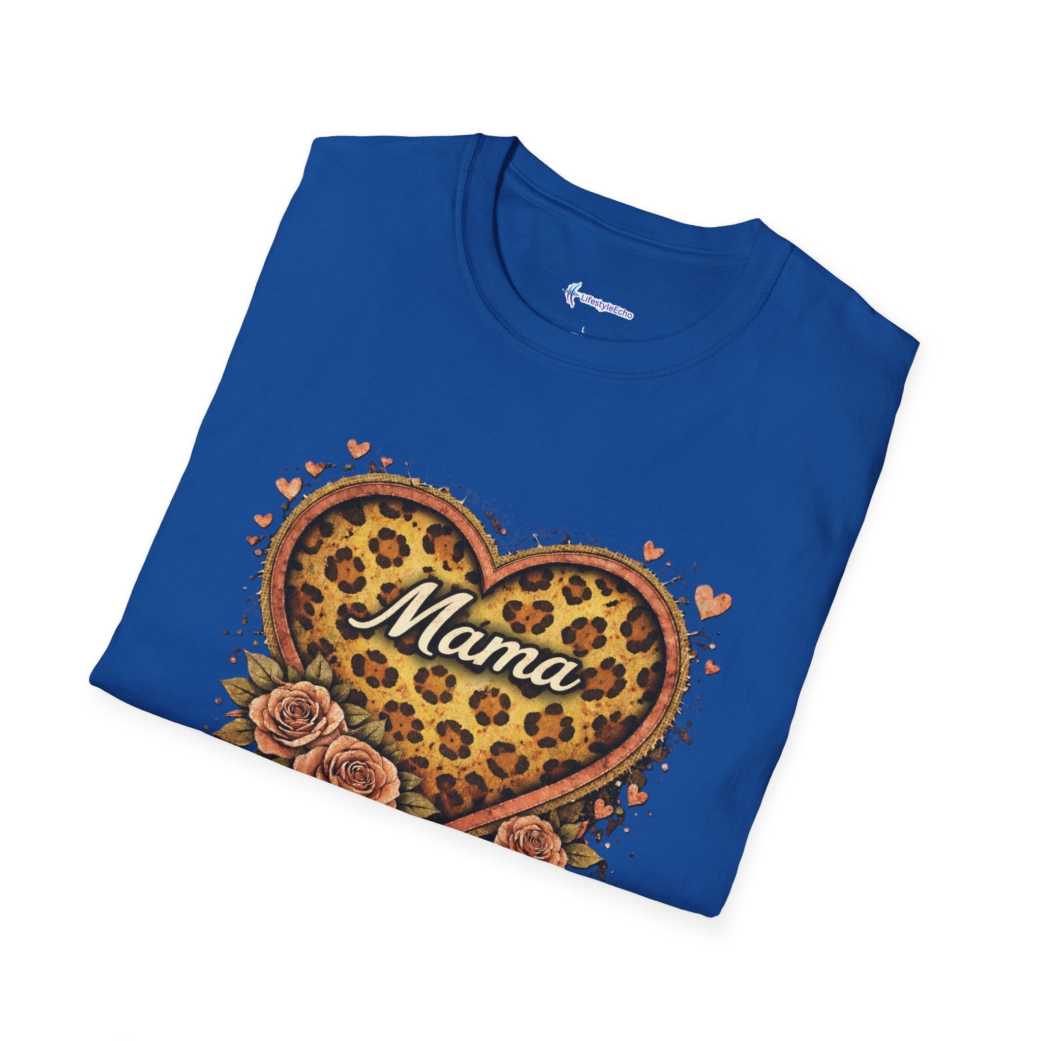 Mama Leopard Heart T-Shirt — Floral Vintage Mom Tee for Mother's Day