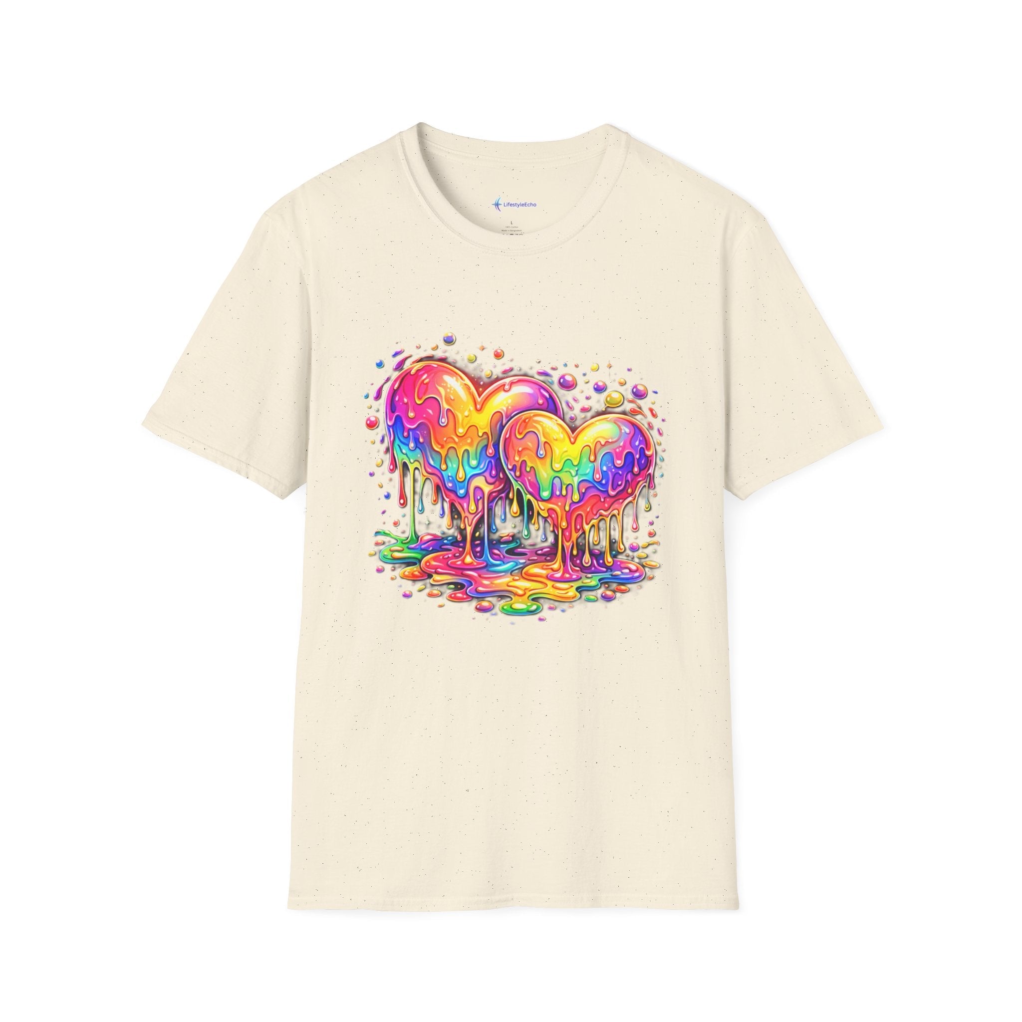 Melting Hearts Tee - Vibrant Double Heart Graphic T-Shirt