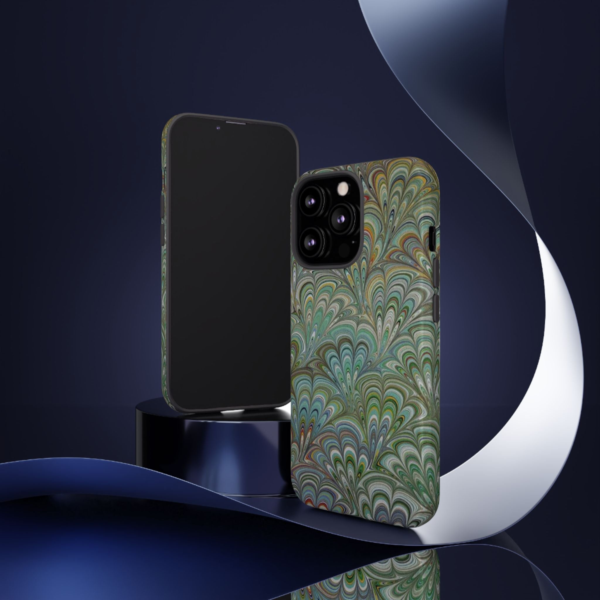 Green Peacock Marbled Phone Case — "Tough Cases" Ultra-Tough Protective Cover