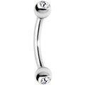 16G 5/16 Clear Gem Internally Threaded Eyebrow Ring
