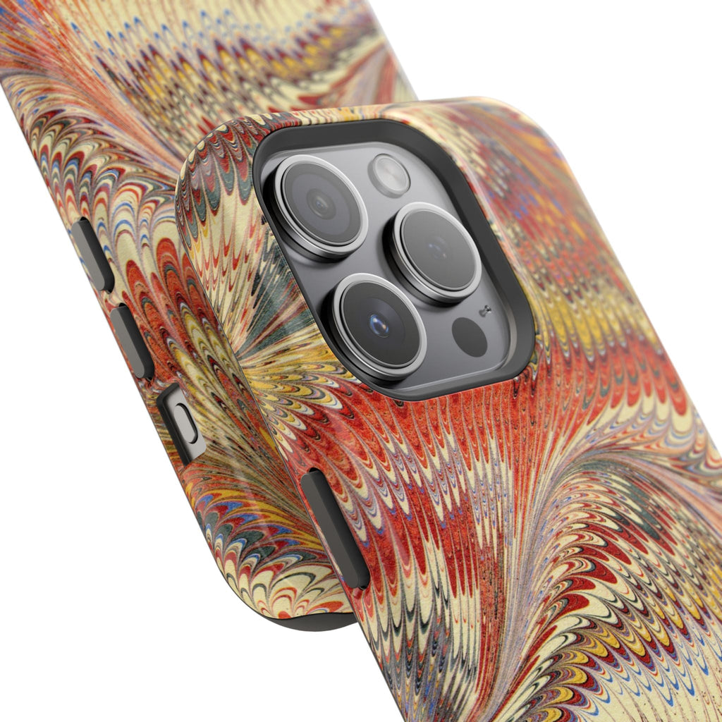 Rust + Gold Italian Marbled Design Magnetic MAG SAFE - Dual Layer Case - Glossy or Matte