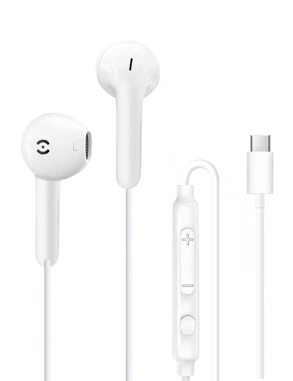 USB-C Wired Earbuds with Mic — Type C Headphones for iPhone 17e/17/16/15 Pro Max, Samsung Galaxy & All USB-C Devices