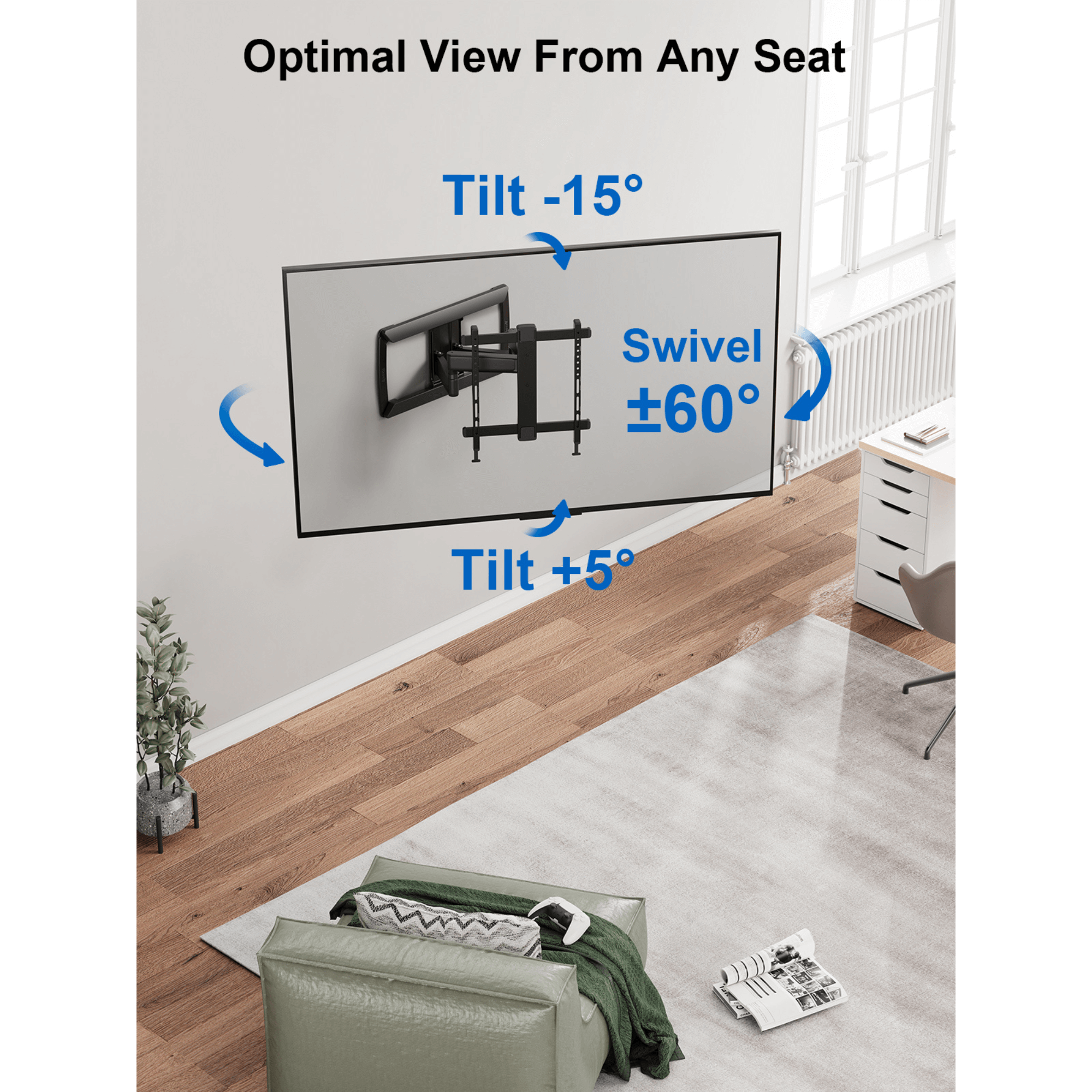 ErgoAV Motion Mount with Dual Arms and IsoTILT Technology for TVs 39" to 65"