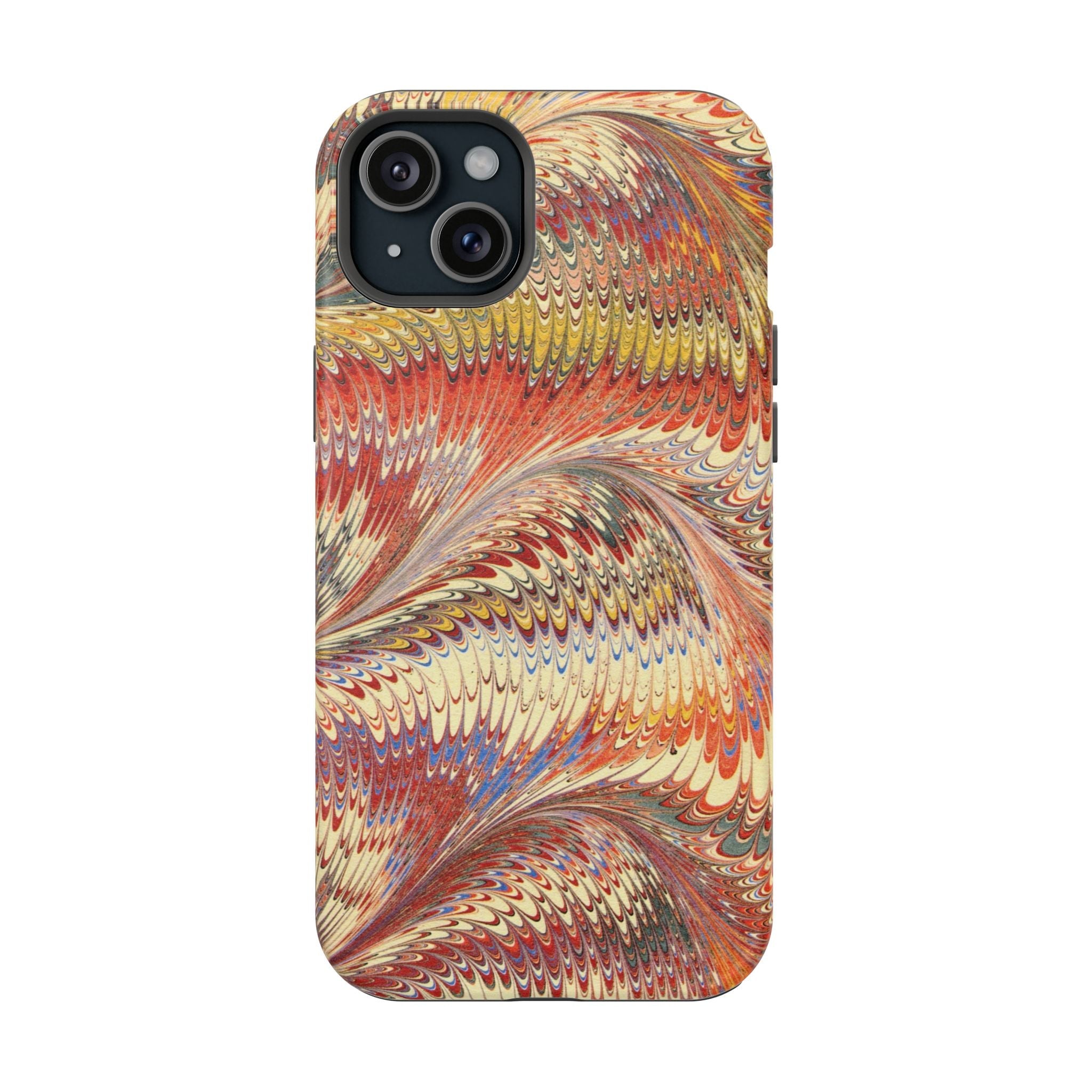 Rust + Gold Italian Marbled Design Magnetic MAG SAFE - Dual Layer Case - Glossy or Matte