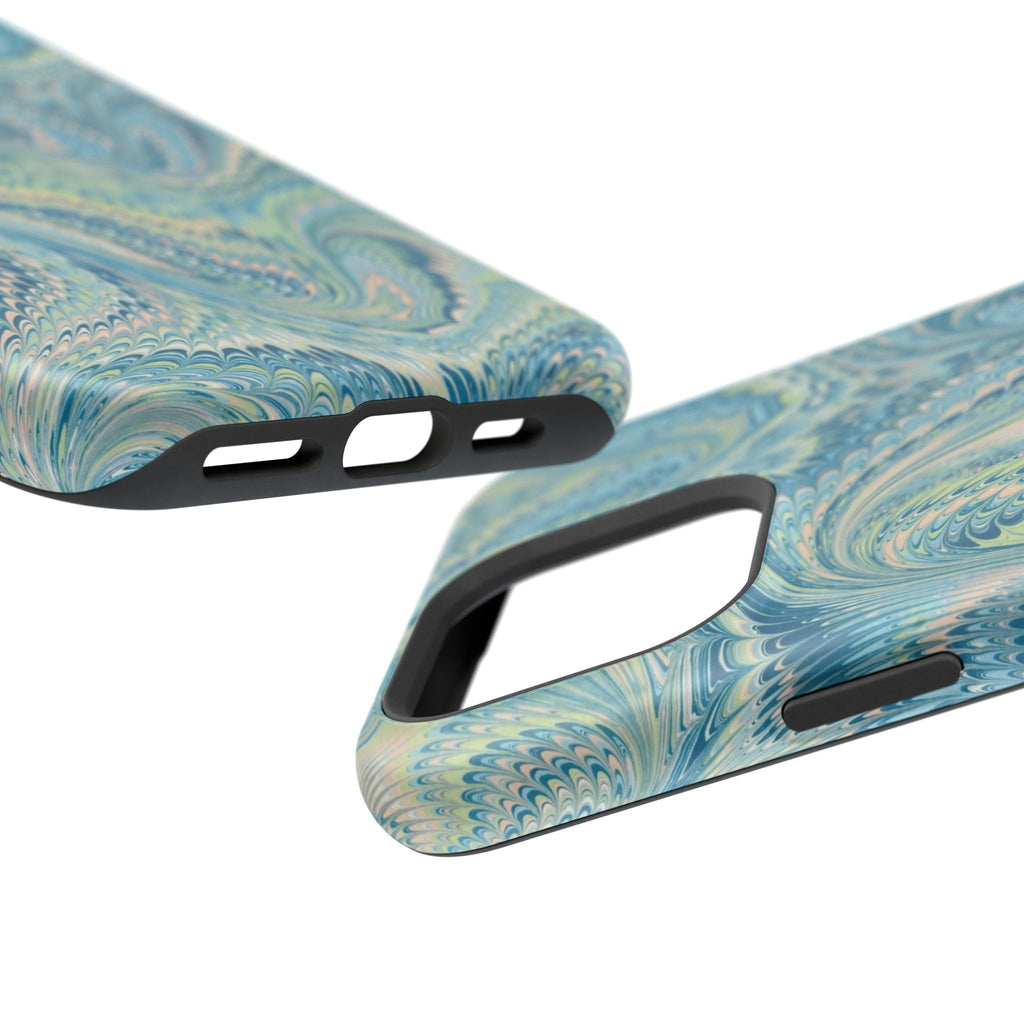 Aqua + Green Marble Phone Case - Impact-Resistant MAG SAFE - Dual Cover Design