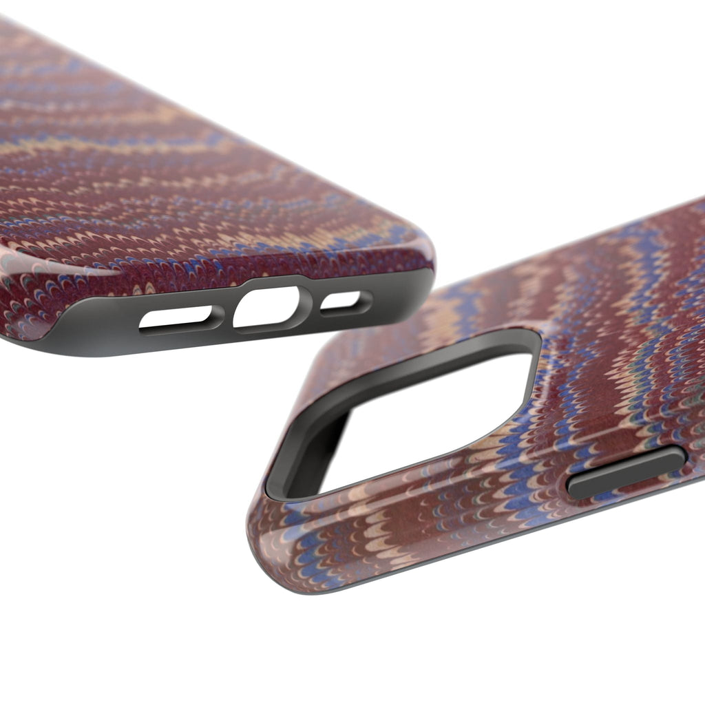 Burgundy and Blue Hues Italian Vintage Marble Design Phone Case for Apple + Samsung