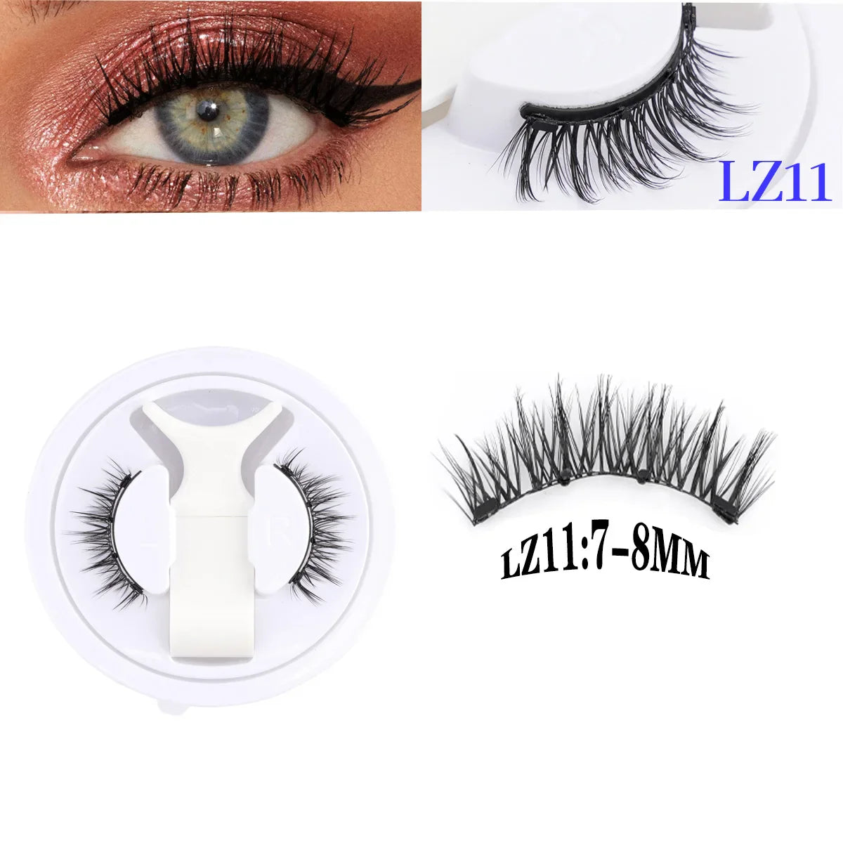 2 Pairs Magnetic Eyelash Natural Look Reusable Magnetic Eyelash Set with Applicator No Glue Needed
