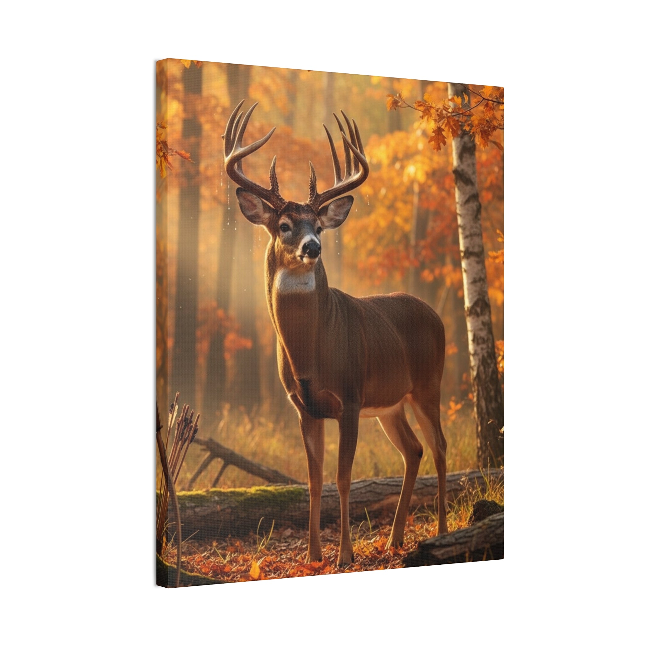Autumn Forest Buck Canvas Wall Art — Stretched Deer Print