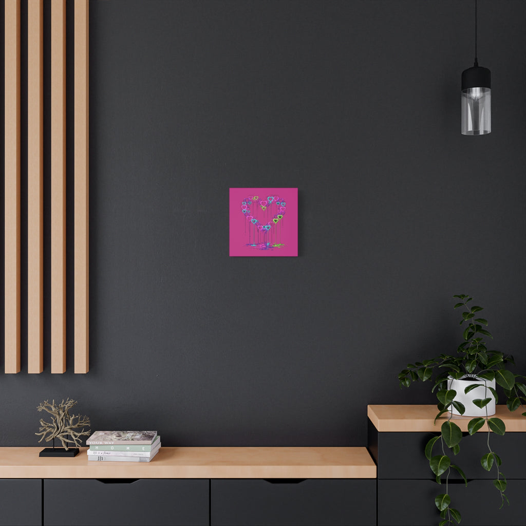 Dripping Neon Heart Canvas Art Valentines Decoration