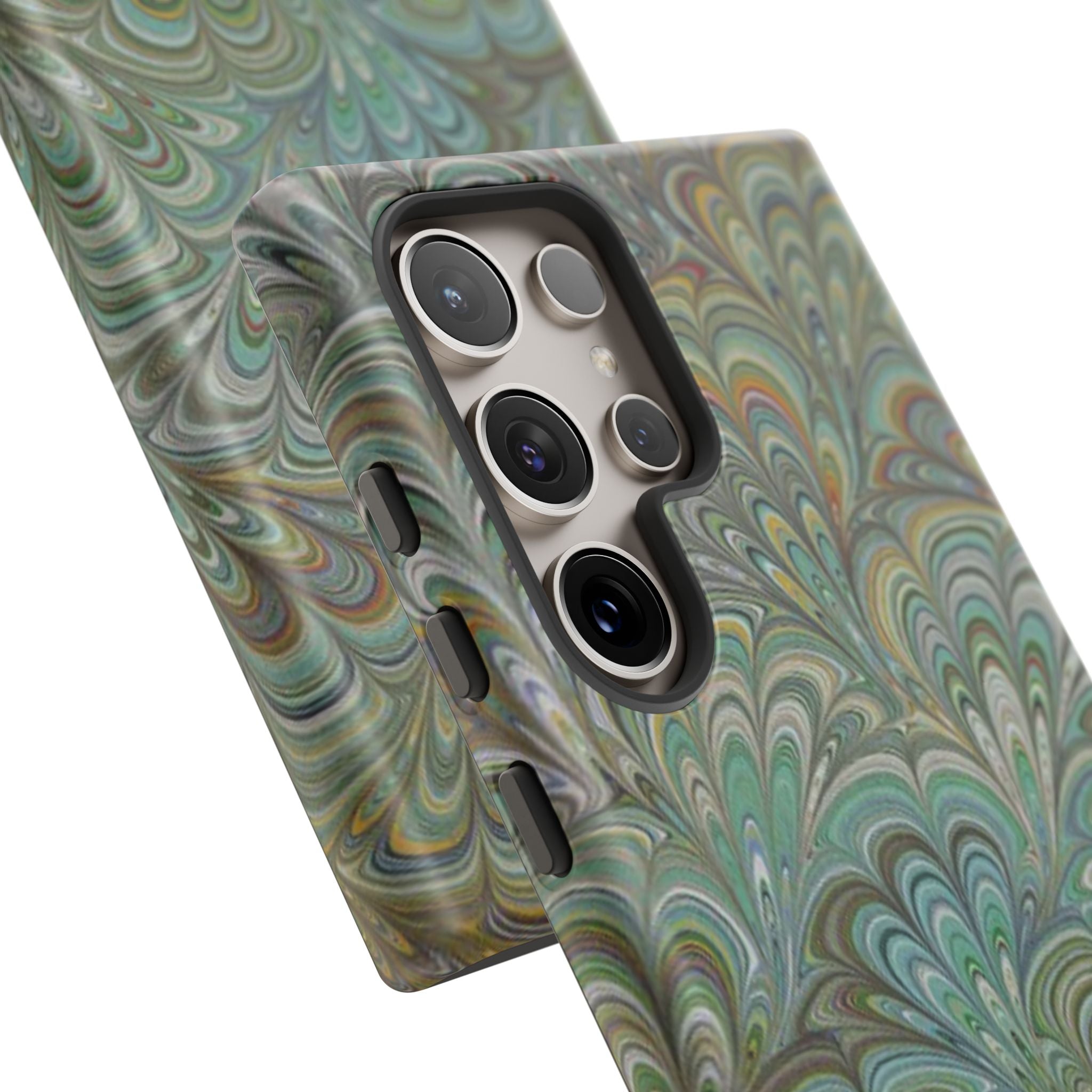 Green Peacock Marbled Phone Case — "Tough Cases" Ultra-Tough Protective Cover