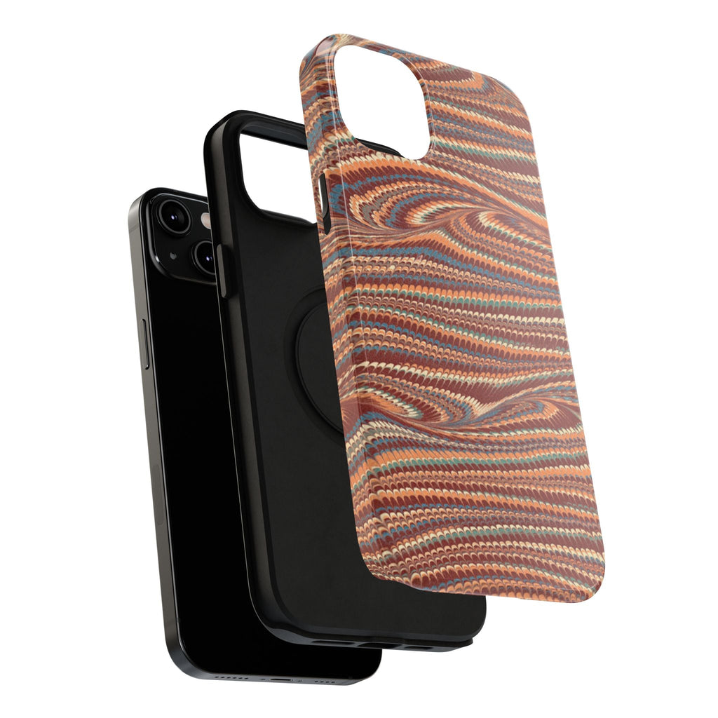 Neutrals Burgundy, Beige, Rust Hues Italian Vintage Marble Design Phone Case for Apple + Samsung