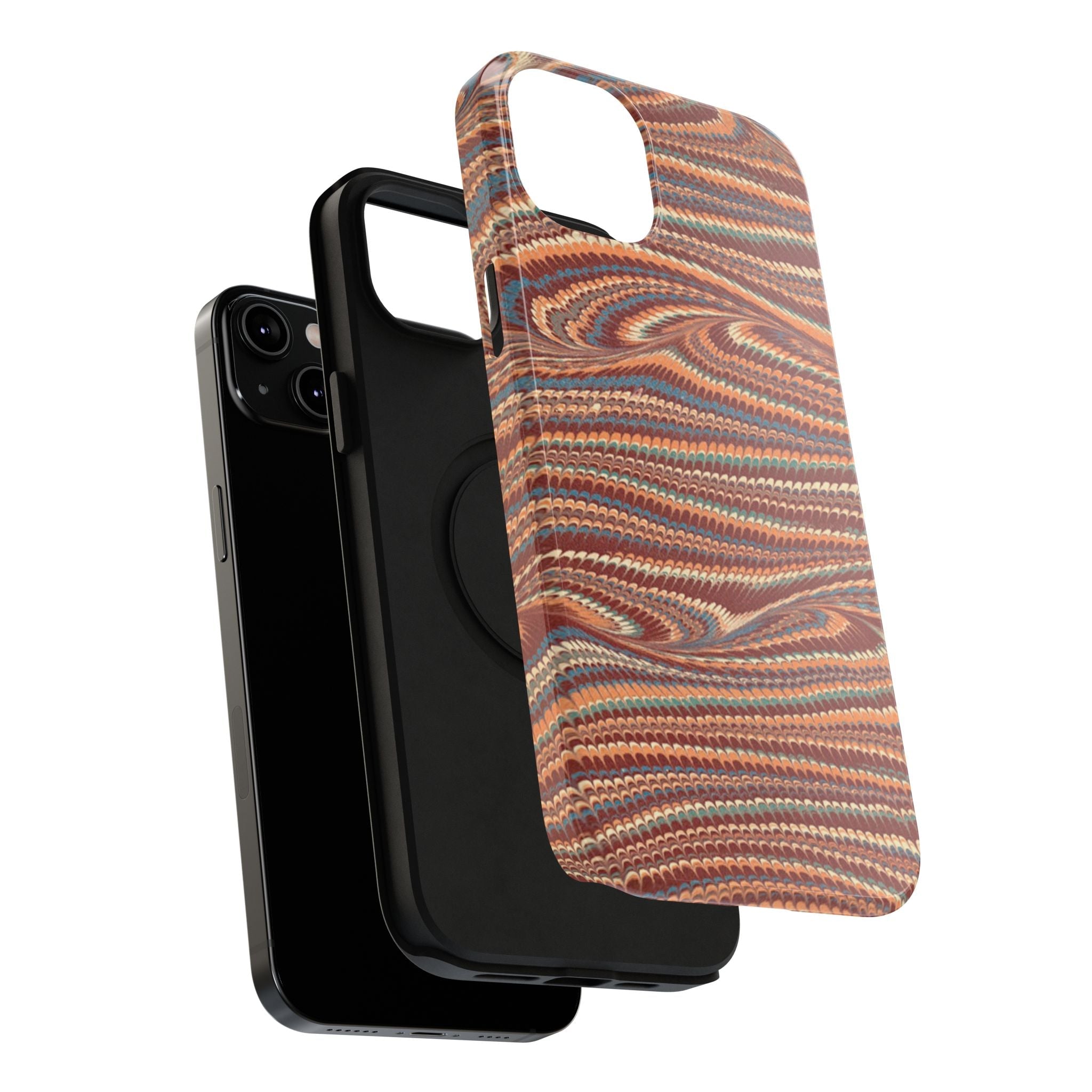 Neutrals Burgundy, Beige, Rust Hues Italian Vintage Marble Design Phone Case for Apple + Samsung