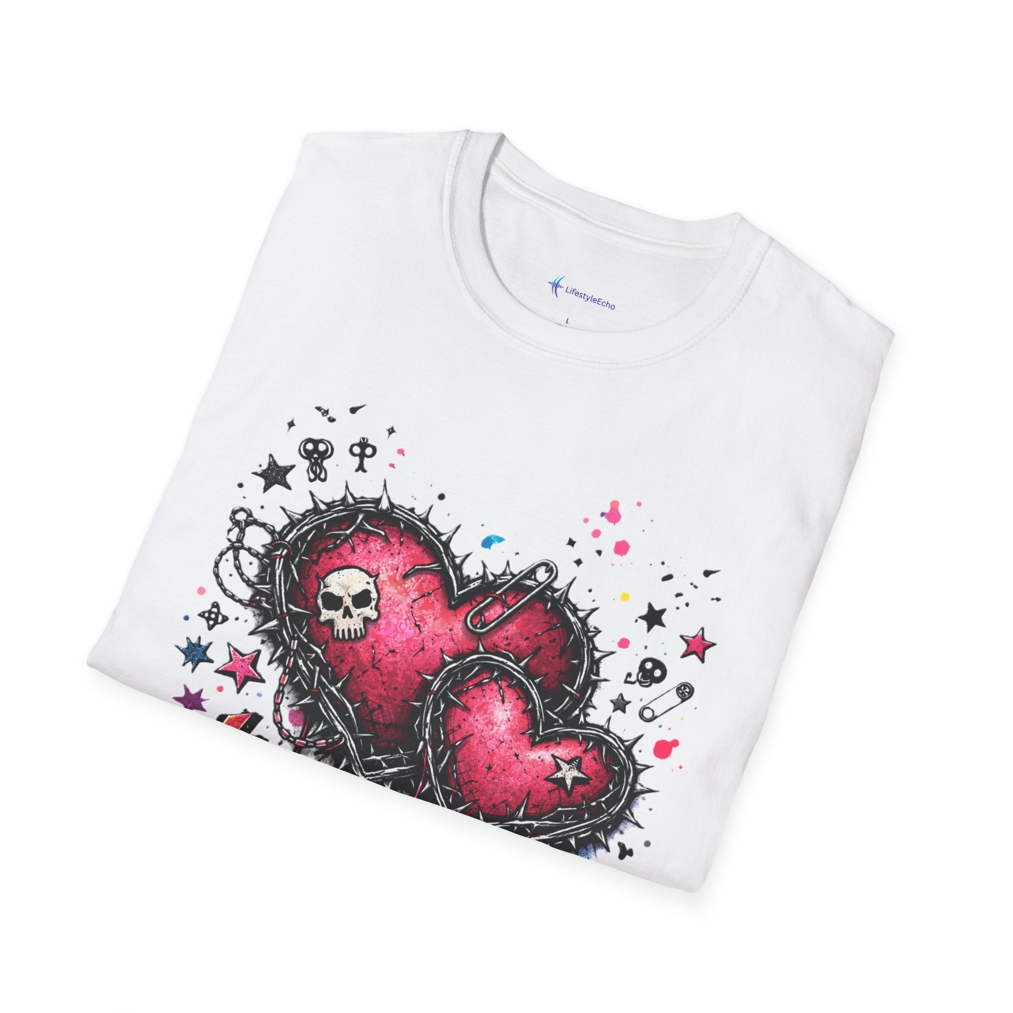 Punk Rock Valentines T-Shirt - Hearts & Skulls Graphic