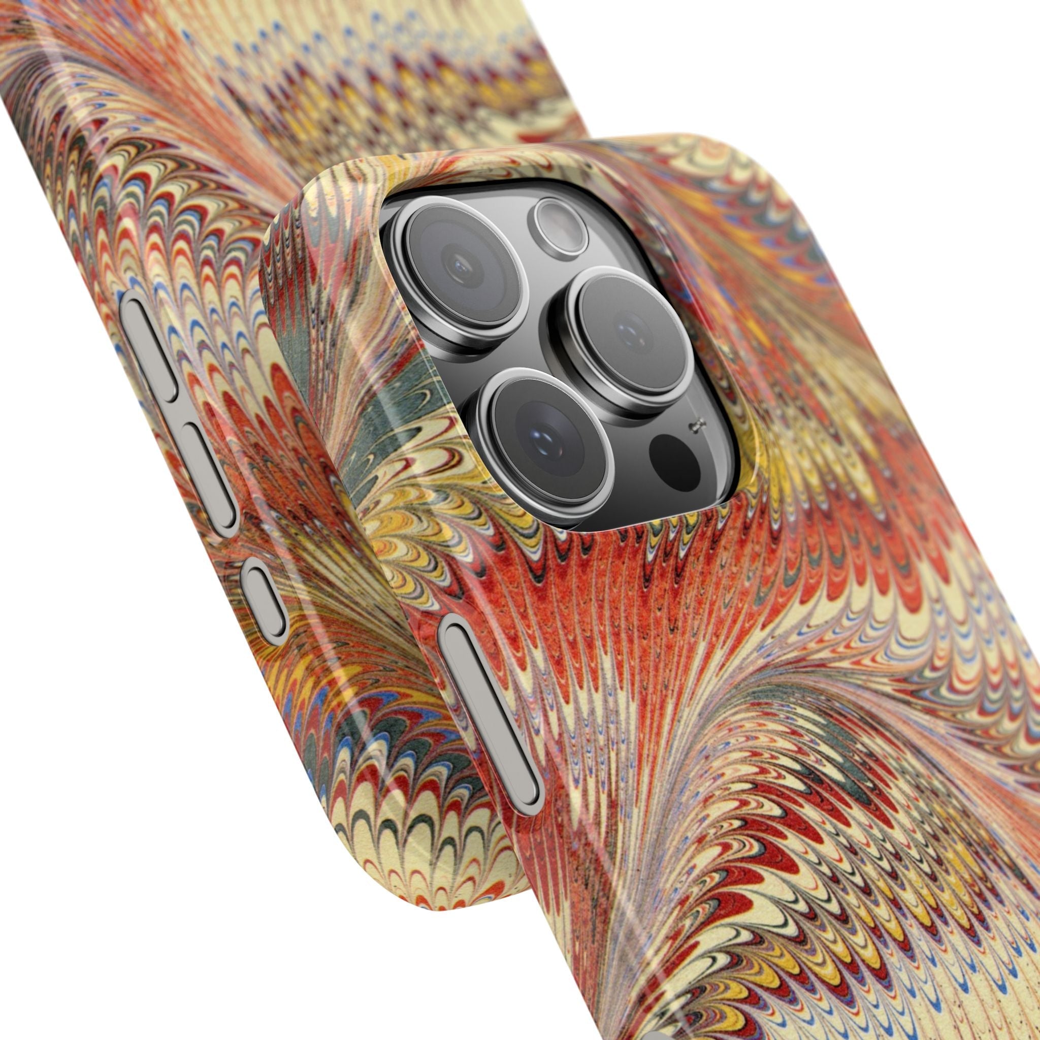 Rust, Orange, Yellow Marbled Swirl - Single Layer Slim Phone Case