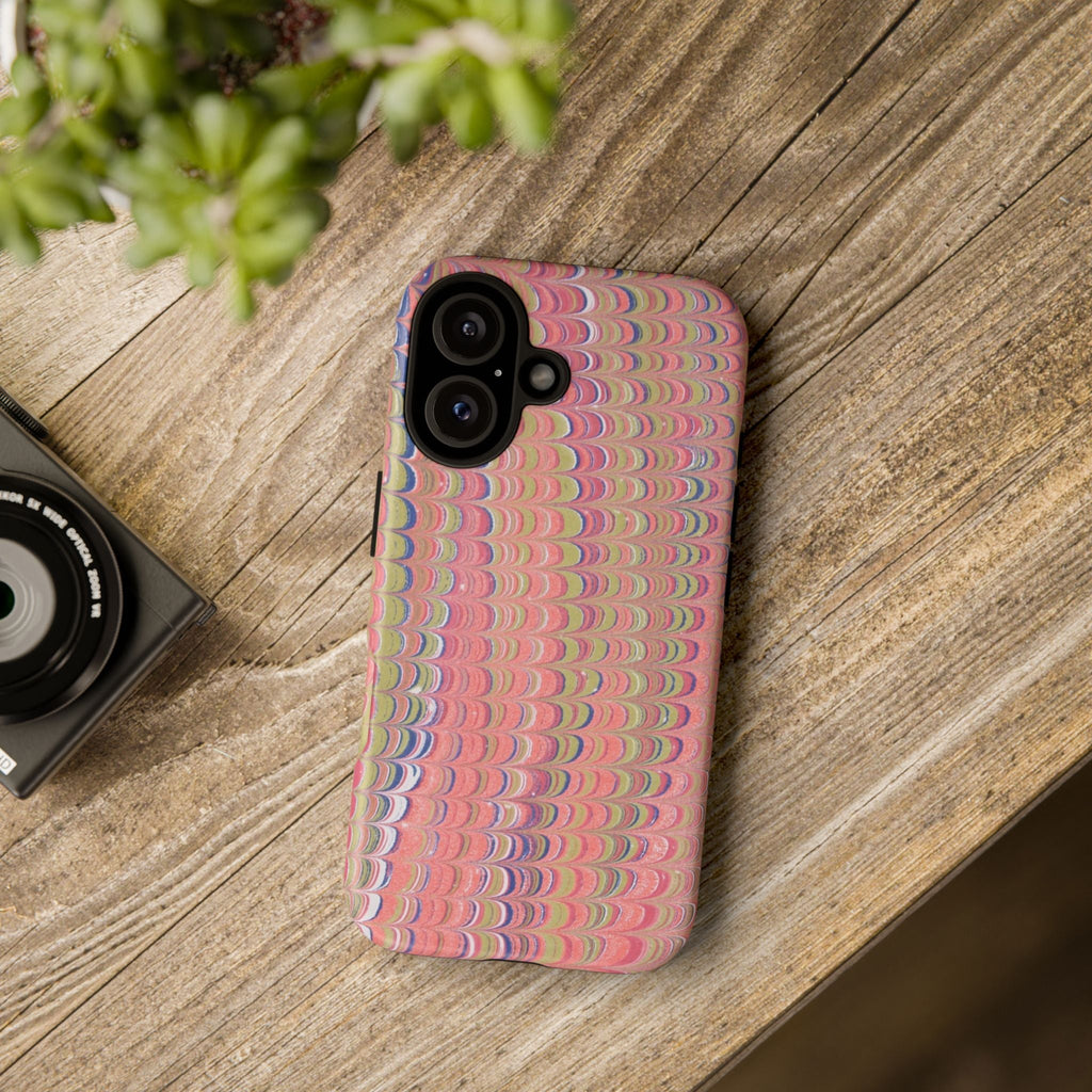 Pink Pastels Feather Marbled Vintage Design iPhone 16 + Samsung + Apple + Google - all models