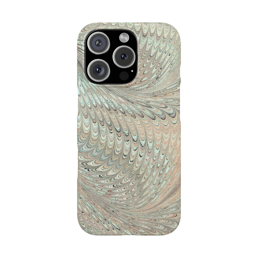 Mint Green + Beige - Marbled Swirl Phone Case - Single Layer Slim Case