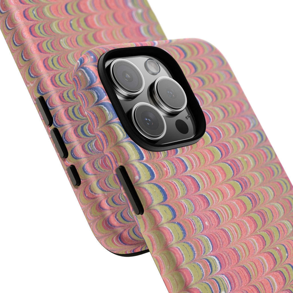 Pink Pastels Feather Marbled Vintage Design iPhone 16 + Samsung + Apple + Google - all models