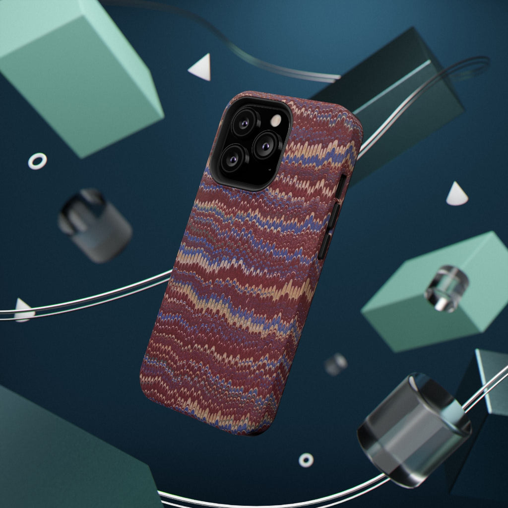 Burgundy and Blue Hues Italian Vintage Marble Design Phone Case for Apple + Samsung