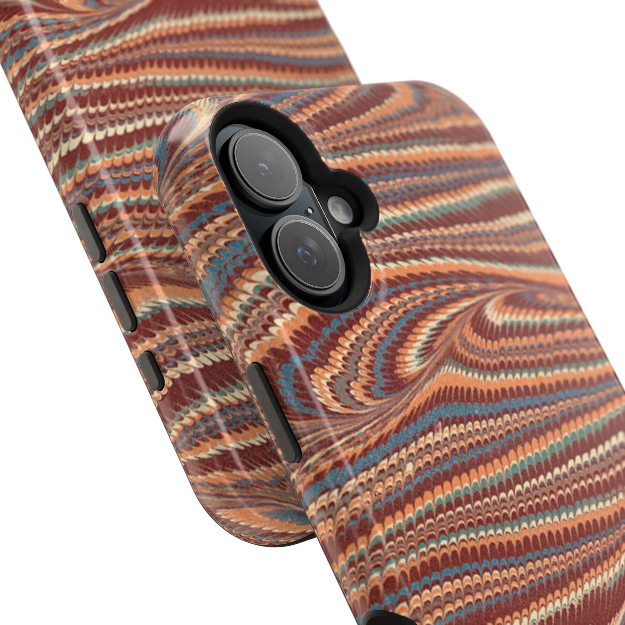 Neutrals Burgundy, Beige, Rust Hues Italian Vintage Marble Design Phone Case for Apple + Samsung