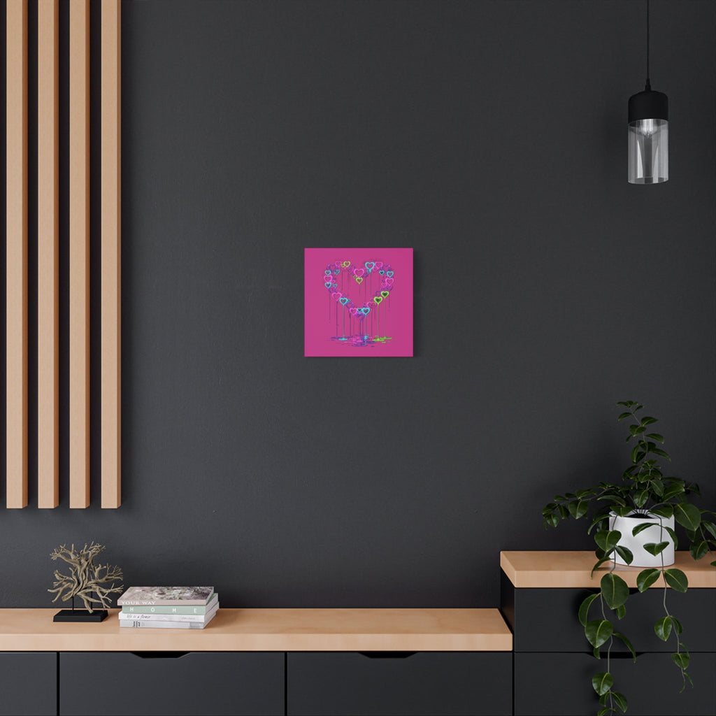 Dripping Neon Heart Canvas Art Valentines Decoration