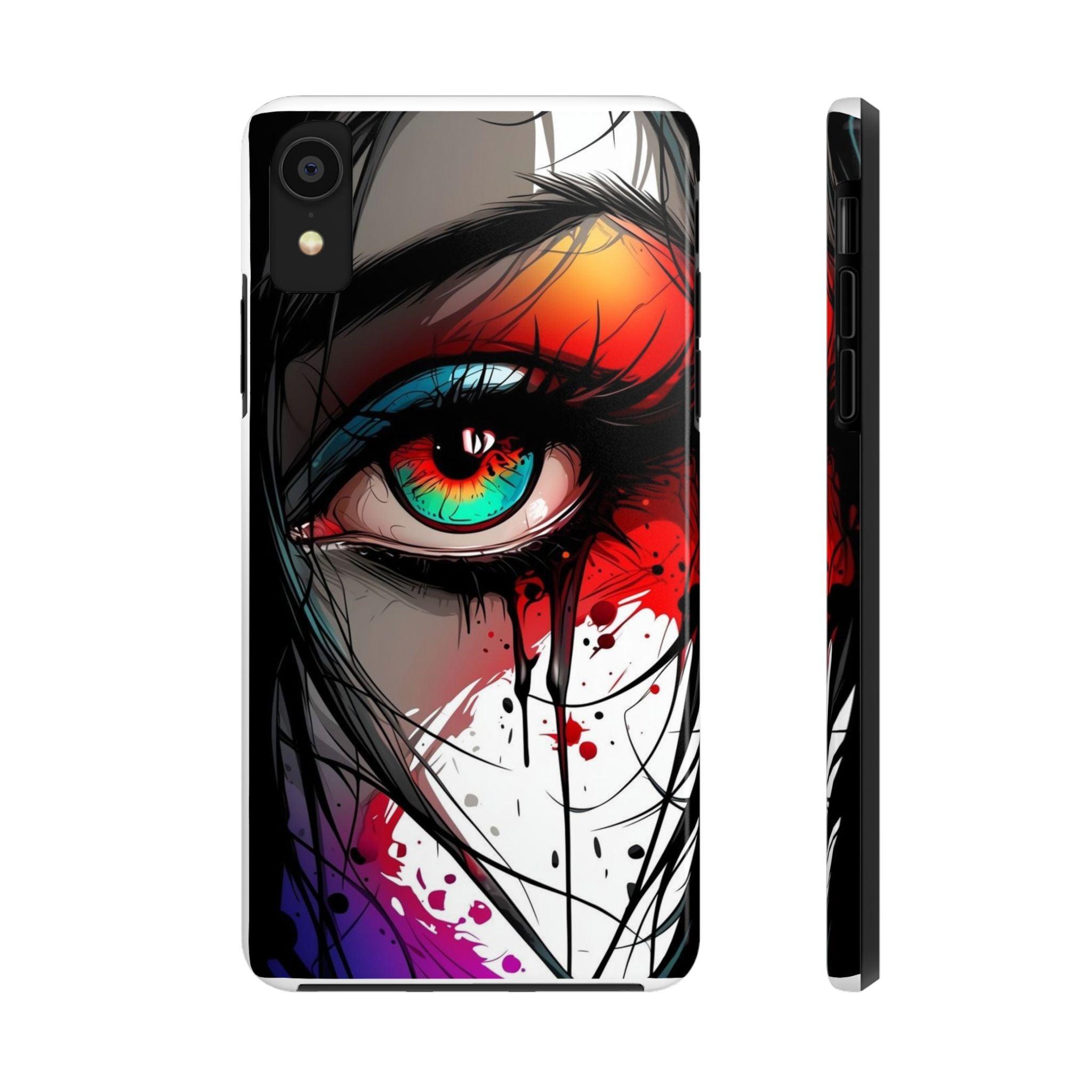 Girl Colorful Eye Painted Printed Tough Phone Case for iPhone & Samsung Galaxy - Artistic & Vibrant Design