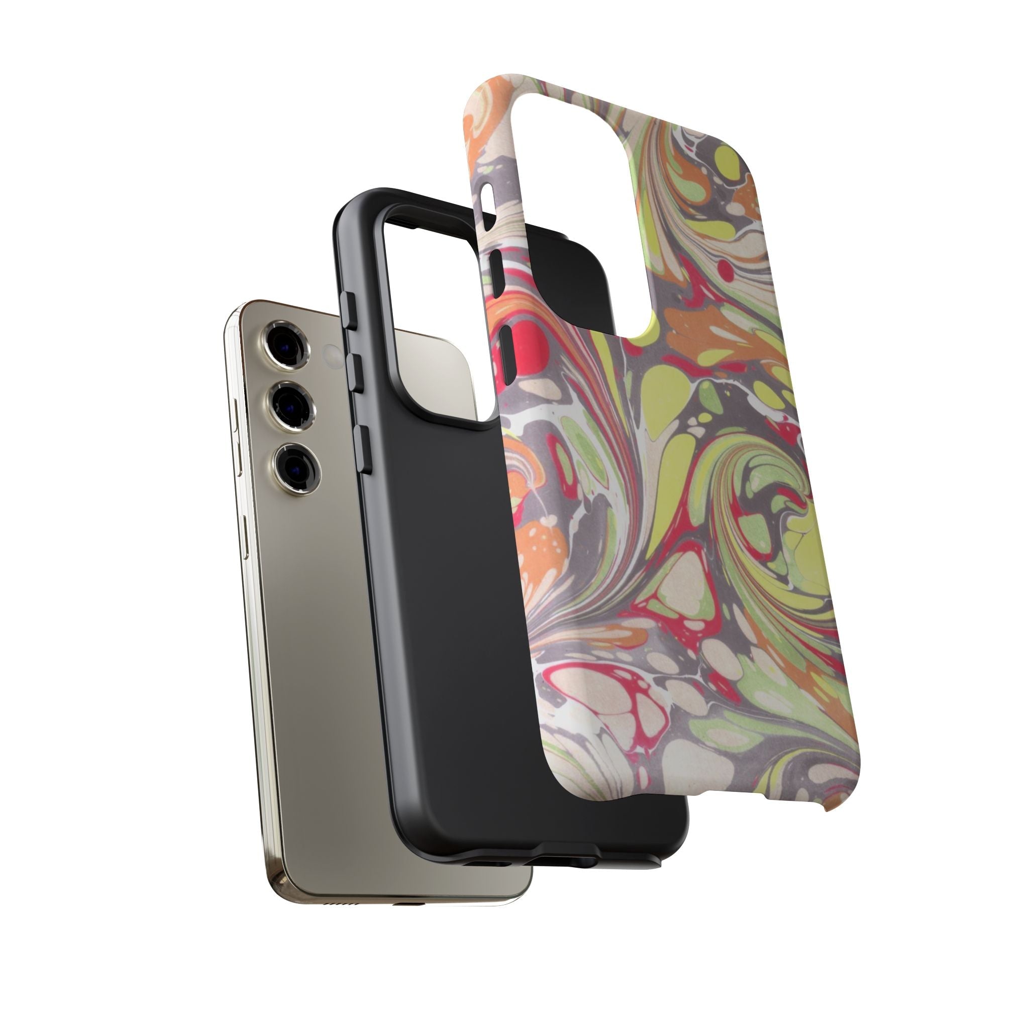Yellow and Pink Swirl Marbled Italian Phone Case - Dual Layer - Matte or Glossy