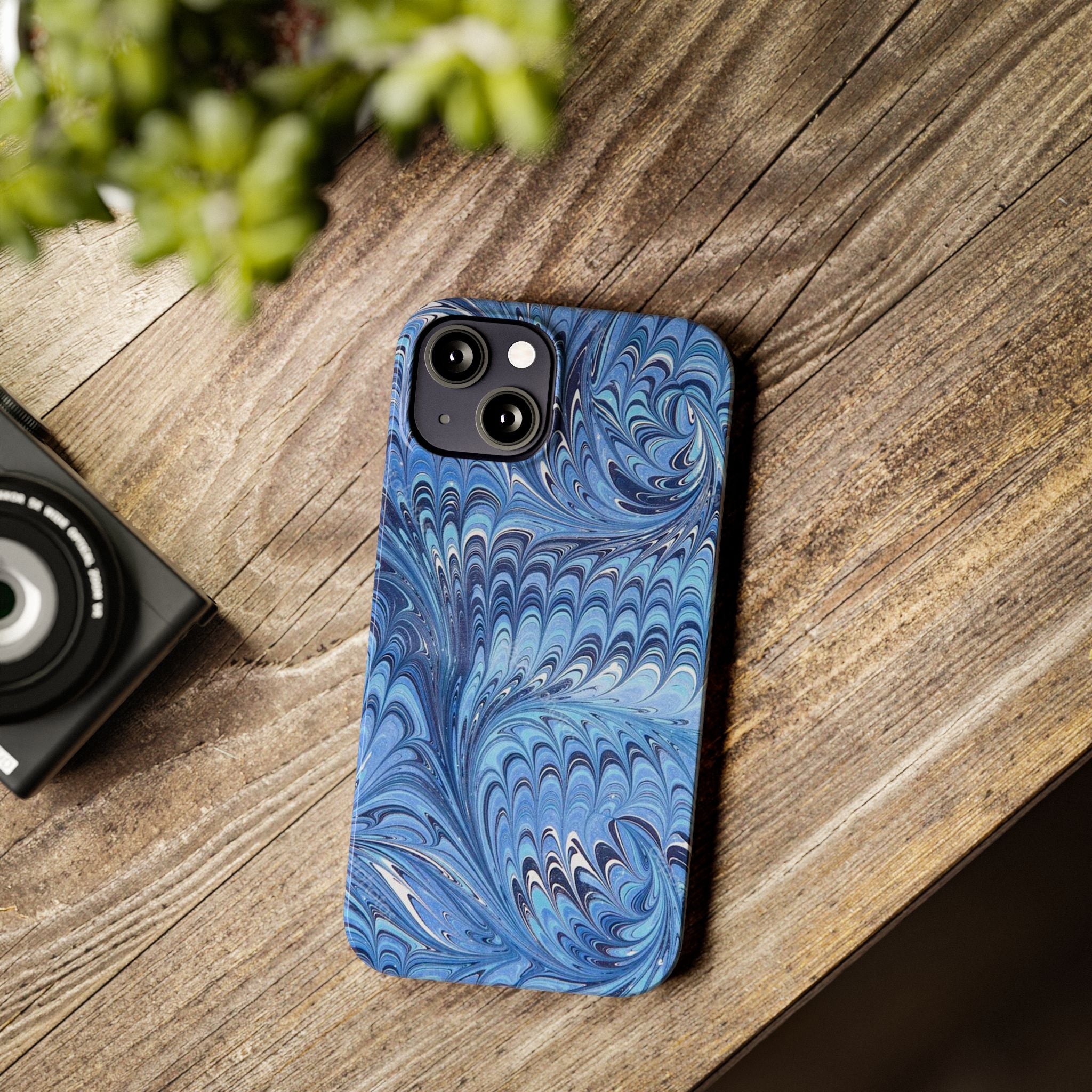 Deep Blue Italian Marbled Design Pallet Phone Case