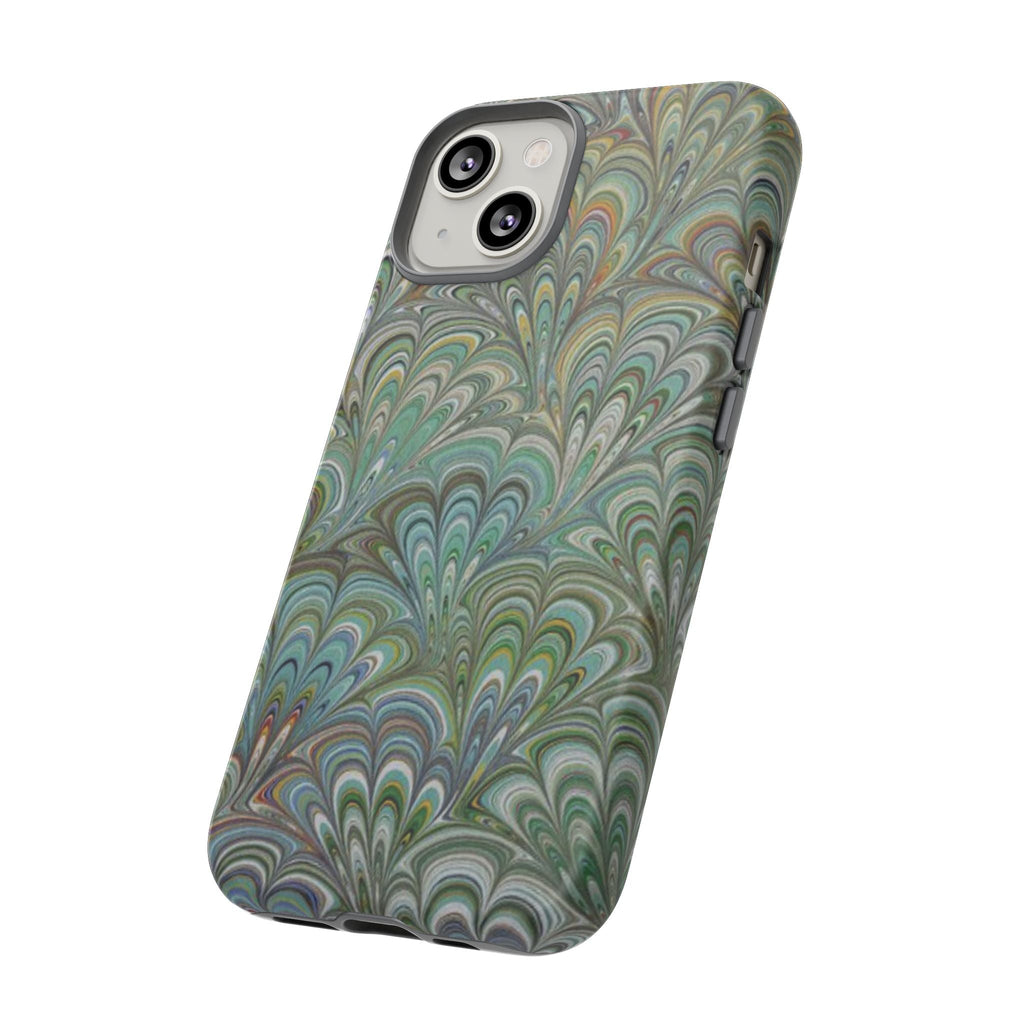 Green Marbled Peacock Durable Phone Case - Matte or Glossy