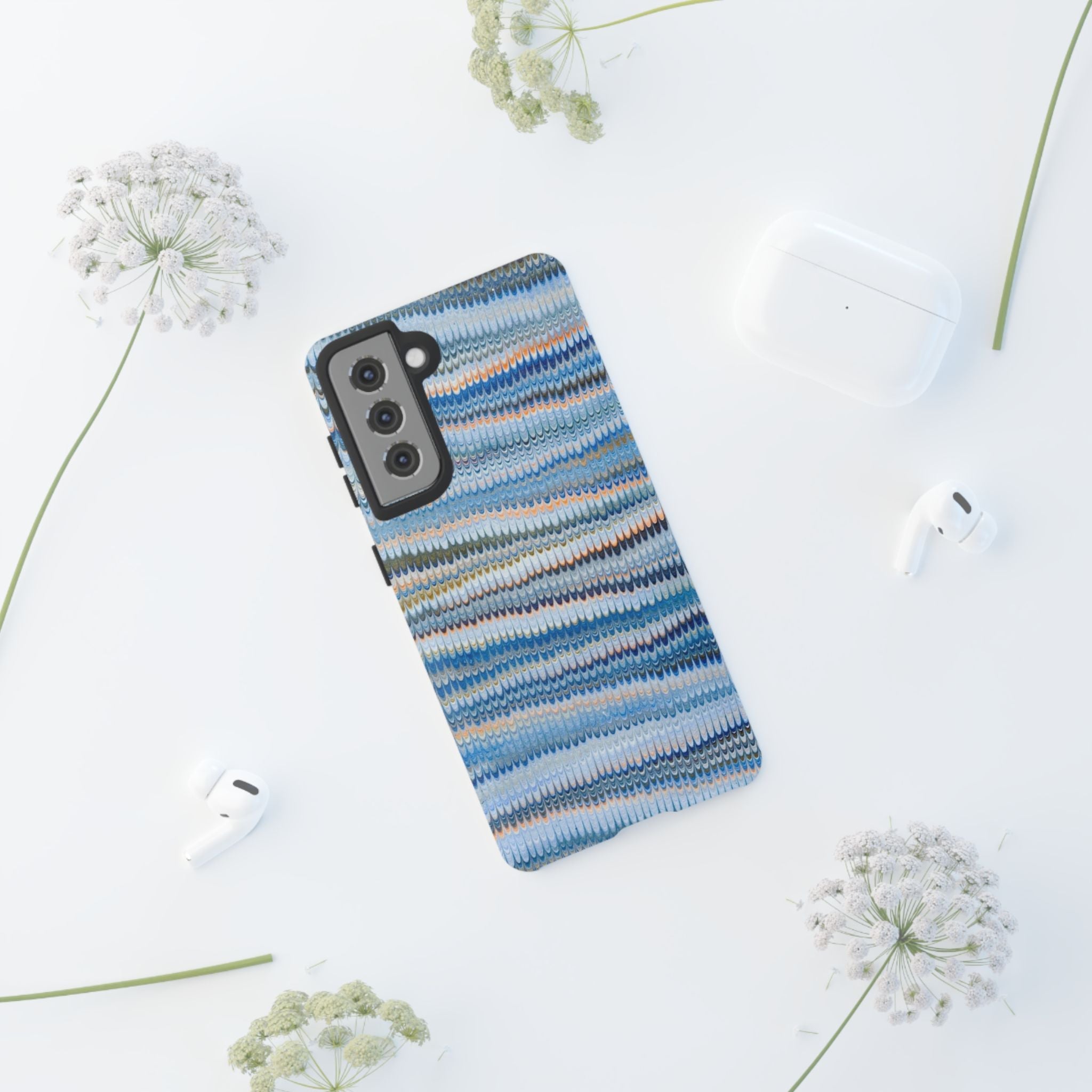 Blue Marbled Phone Cases iPhone 16 + Samsung + Apple + Google