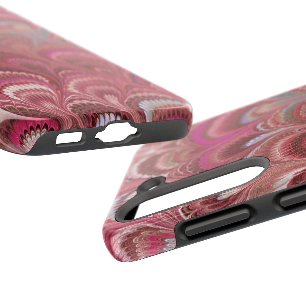 Pink Peacock Marble Italian Tough Phone Case — Durable Marbled Phone Case