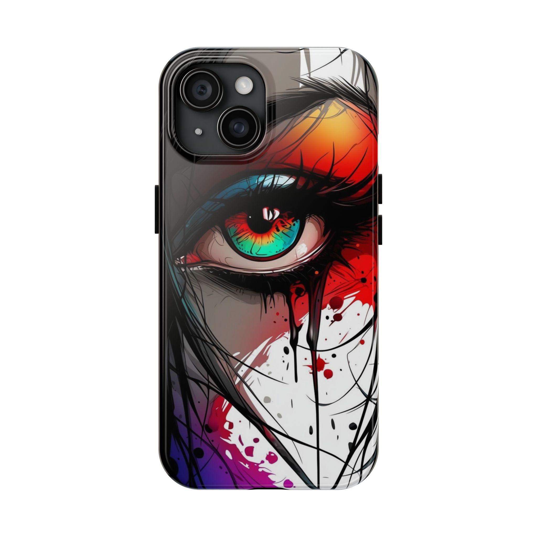 Girl Colorful Eye Painted Printed Tough Phone Case for iPhone & Samsung Galaxy - Artistic & Vibrant Design